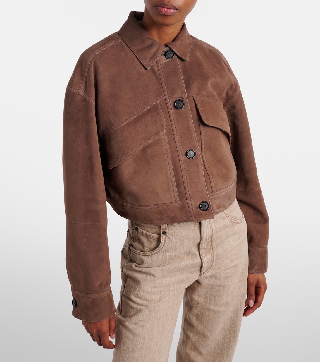 Monili cropped suede jacket | Brunello Cucinelli