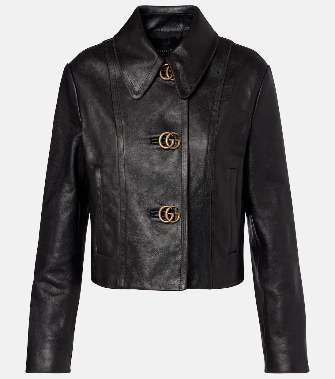 Chaqueta de piel con GG | Gucci