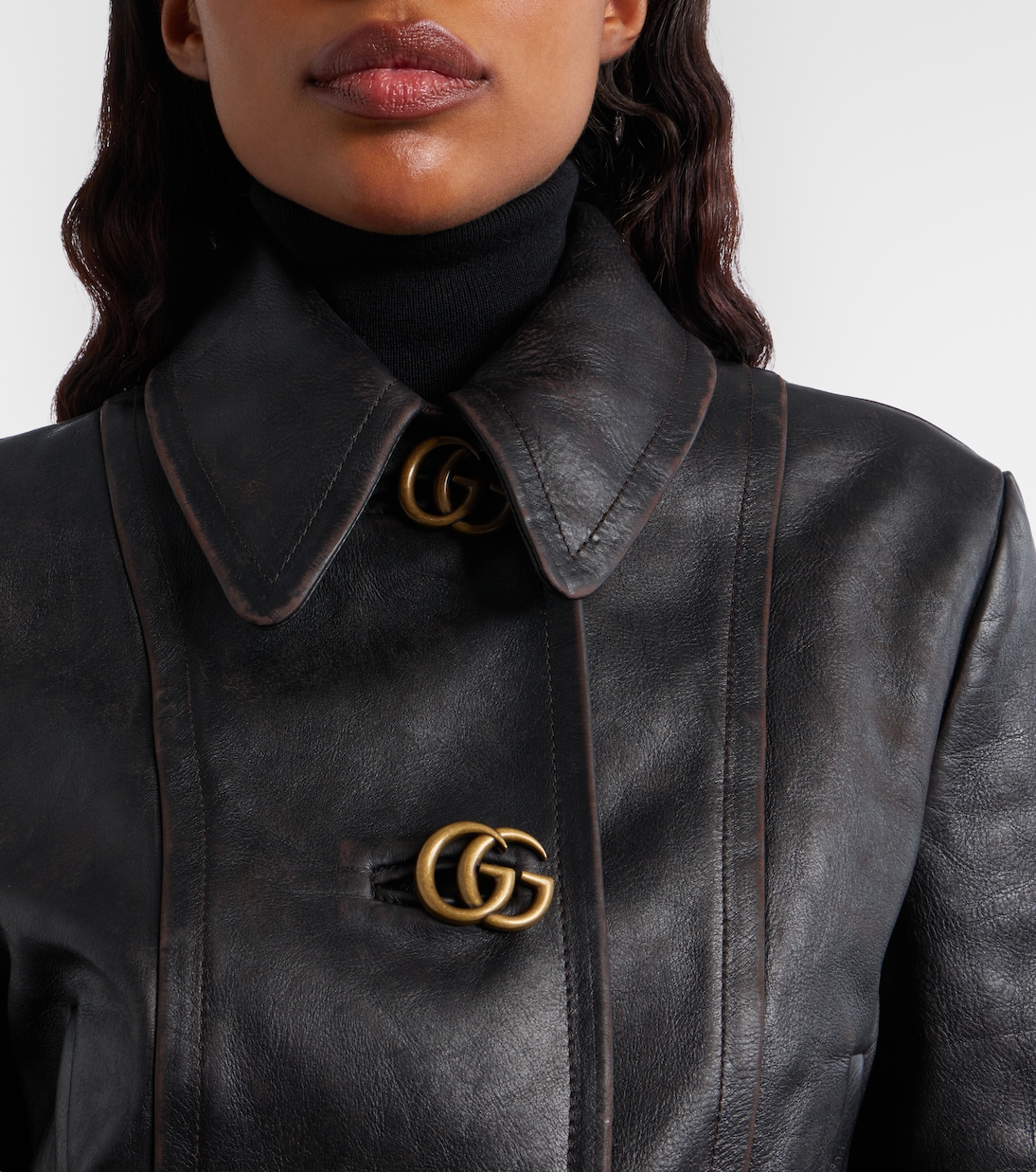 Chaqueta de piel con GG | Gucci