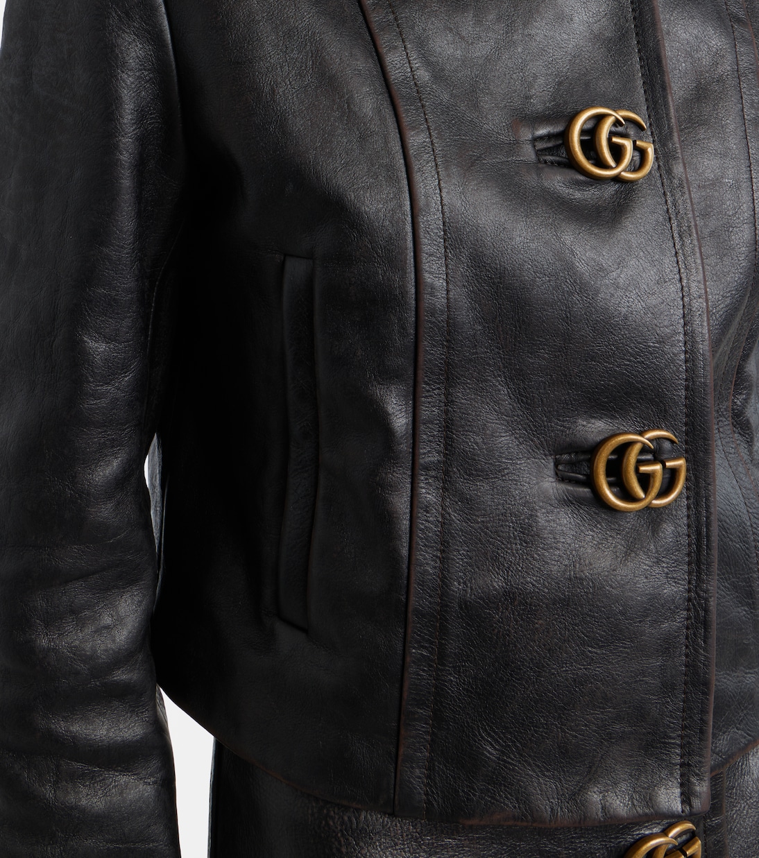 Chaqueta de piel con GG | Gucci