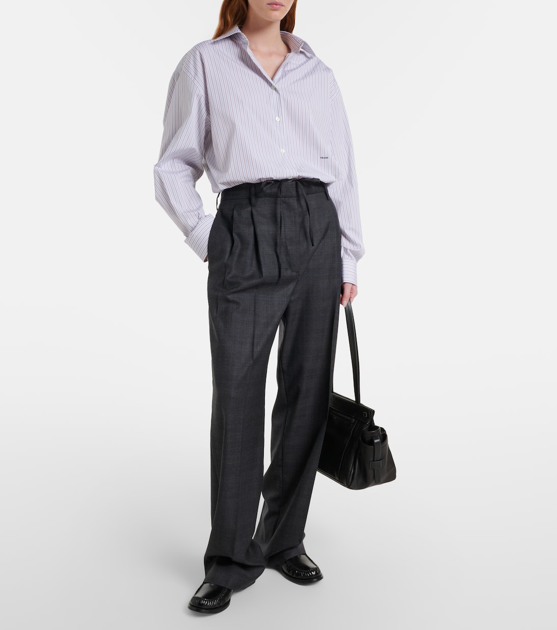 Checked wool wide-leg pants | Prada