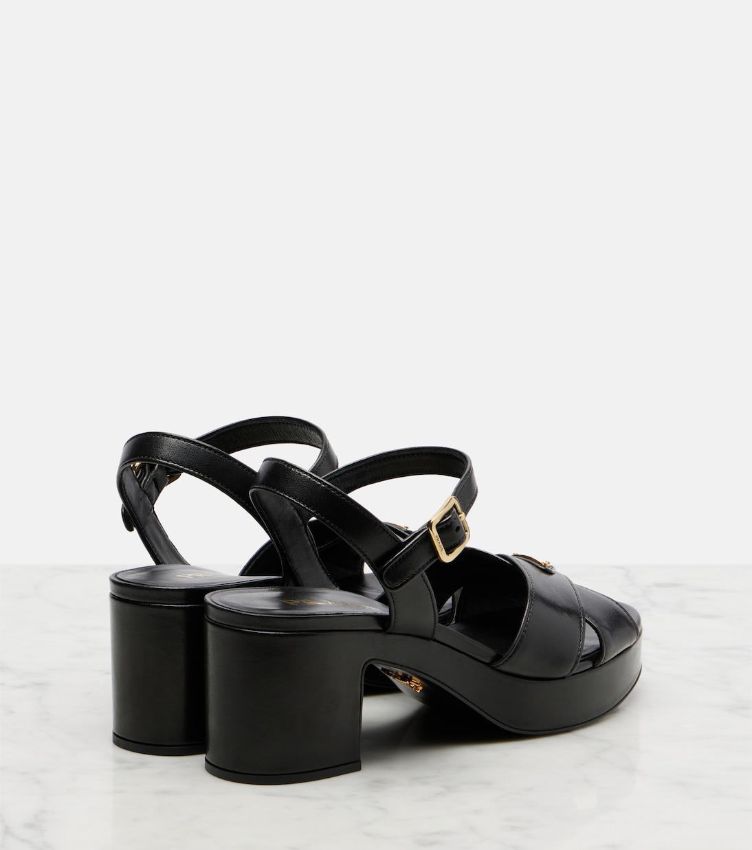 Leather platform sandals | Prada