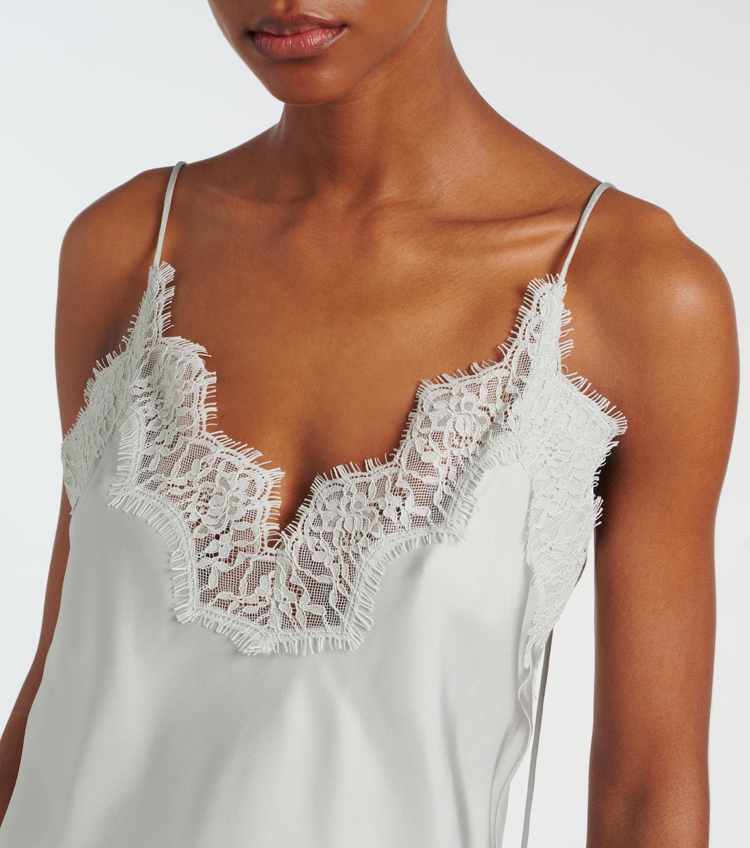 蕾丝边饰真丝上衣 | Róhe