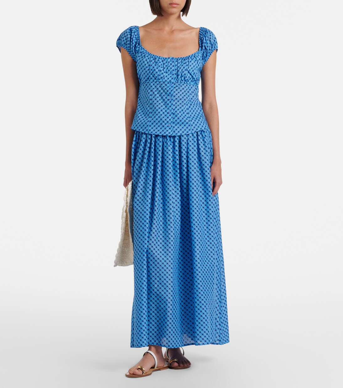 Millie plaid cotton maxi skirt | Montce