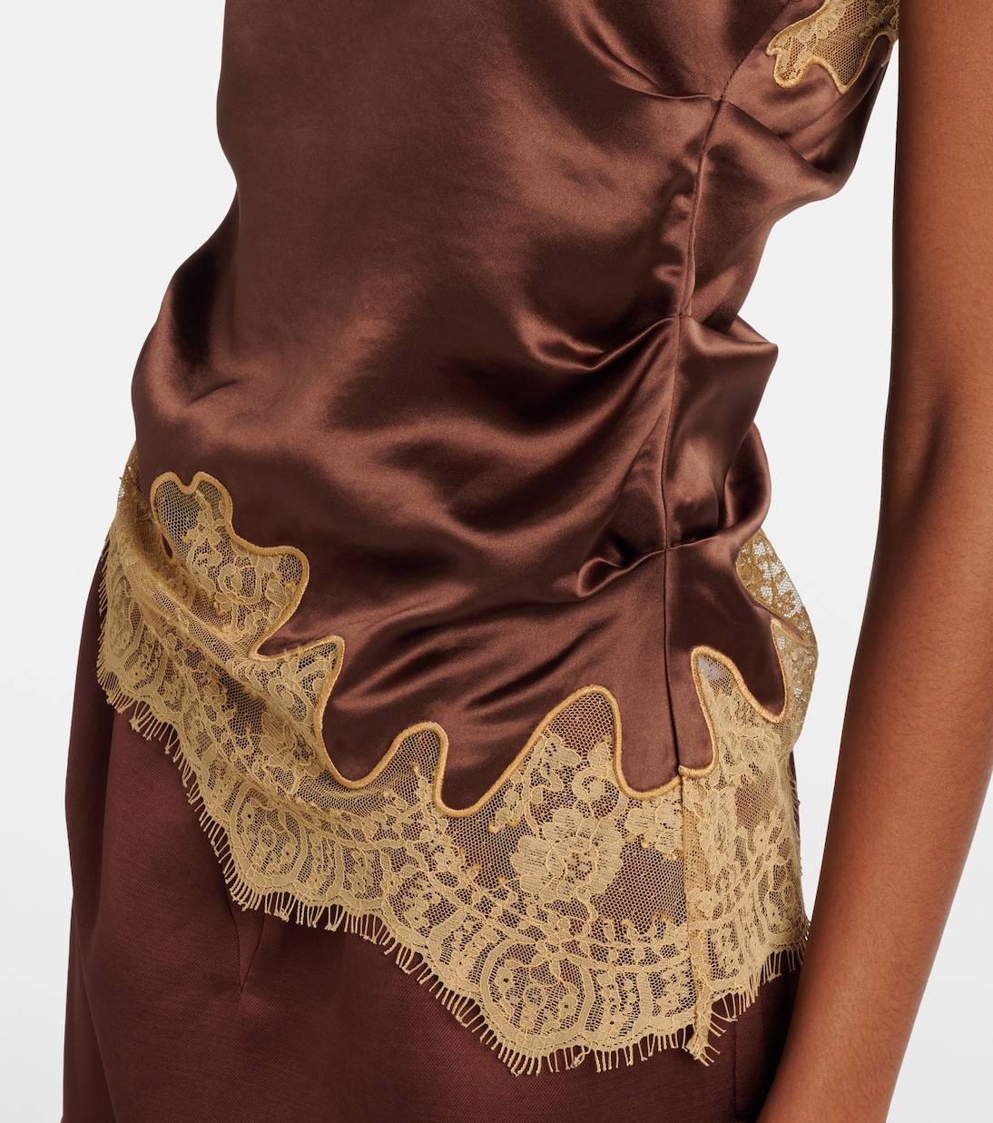 Lace-trimmed draped satin camisole | Jacques Wei
