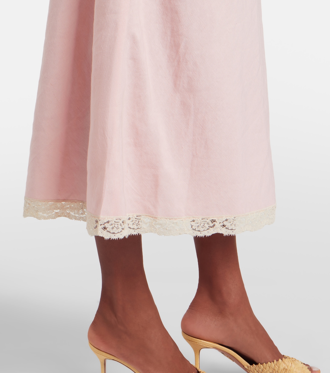 Bridal Clarice lace-trimmed linen-blend midi dress | Rixo