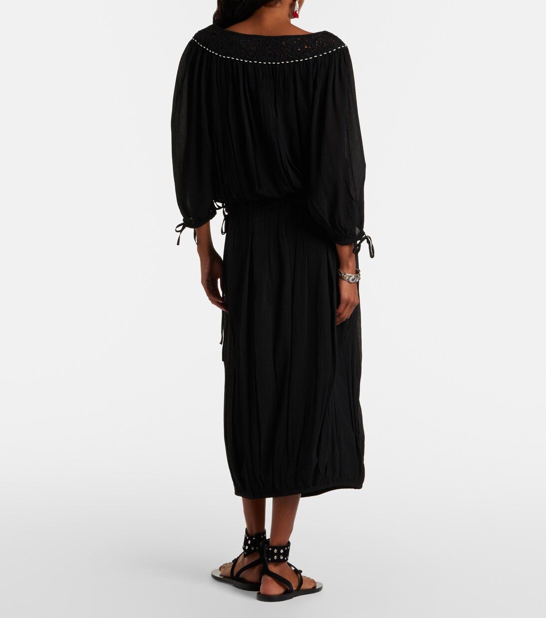 Nilma guipure lace-trimmed silk midi skirt | Isabel Marant