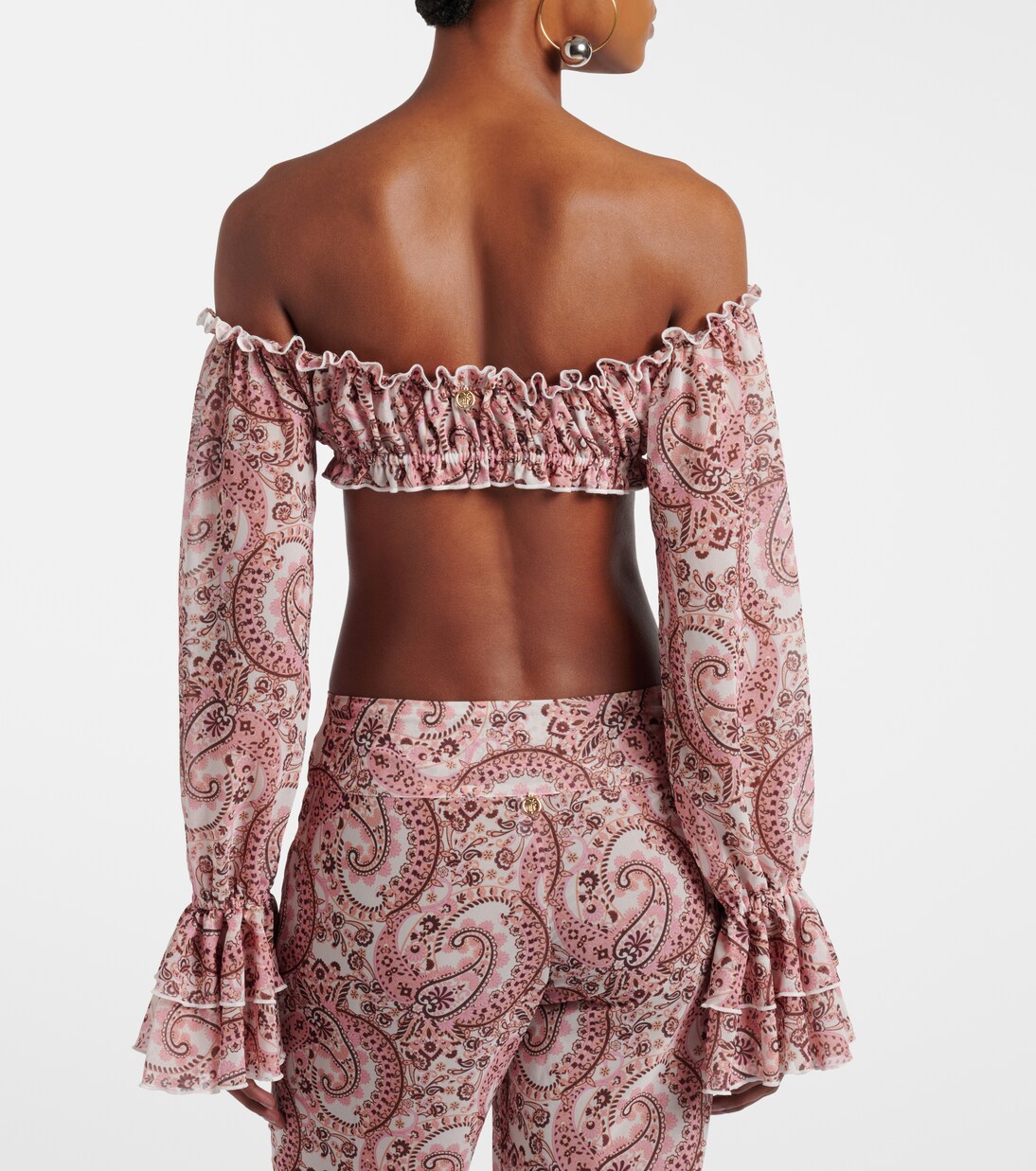 Elma off-shoulder paisley crop top | Bananhot