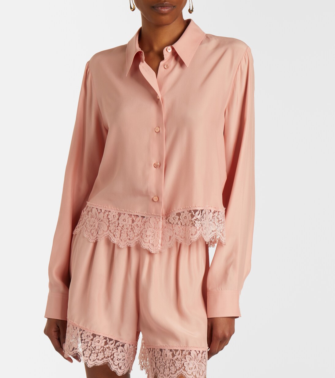Floral lace-trimmed silk shirt | Stella McCartney