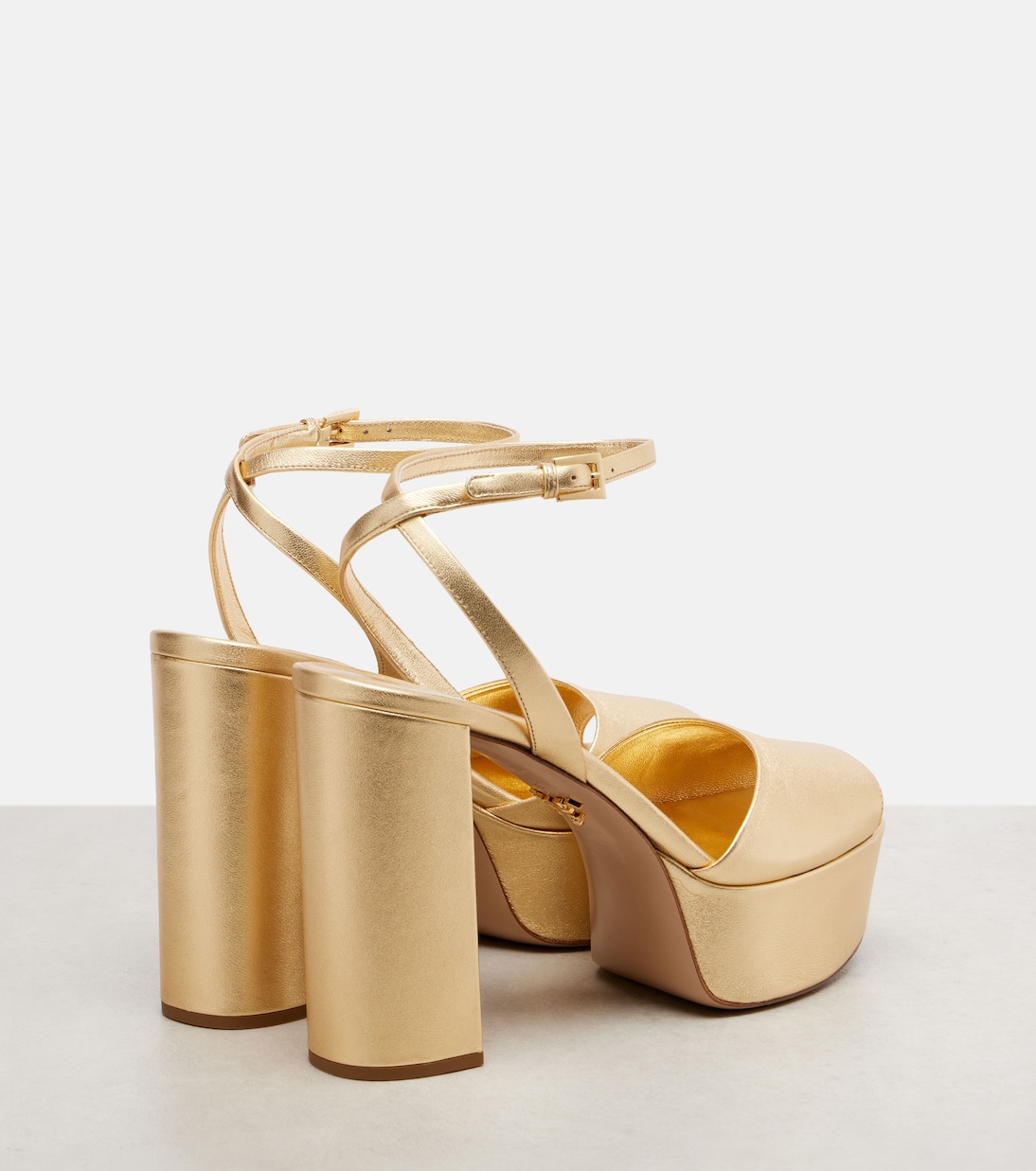 Sandali con plateau in pelle metallizzata | Prada