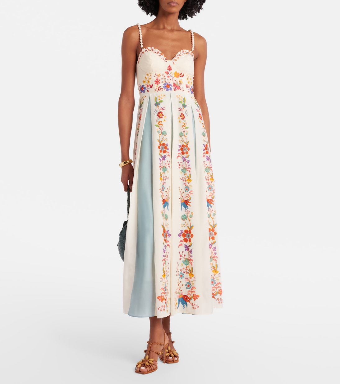 Floral pleated cotton-blend maxi dress | Farm Rio