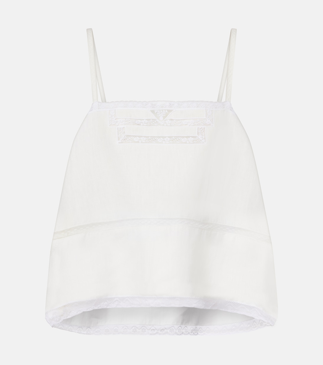 蕾丝边饰亚麻上衣 | Prada