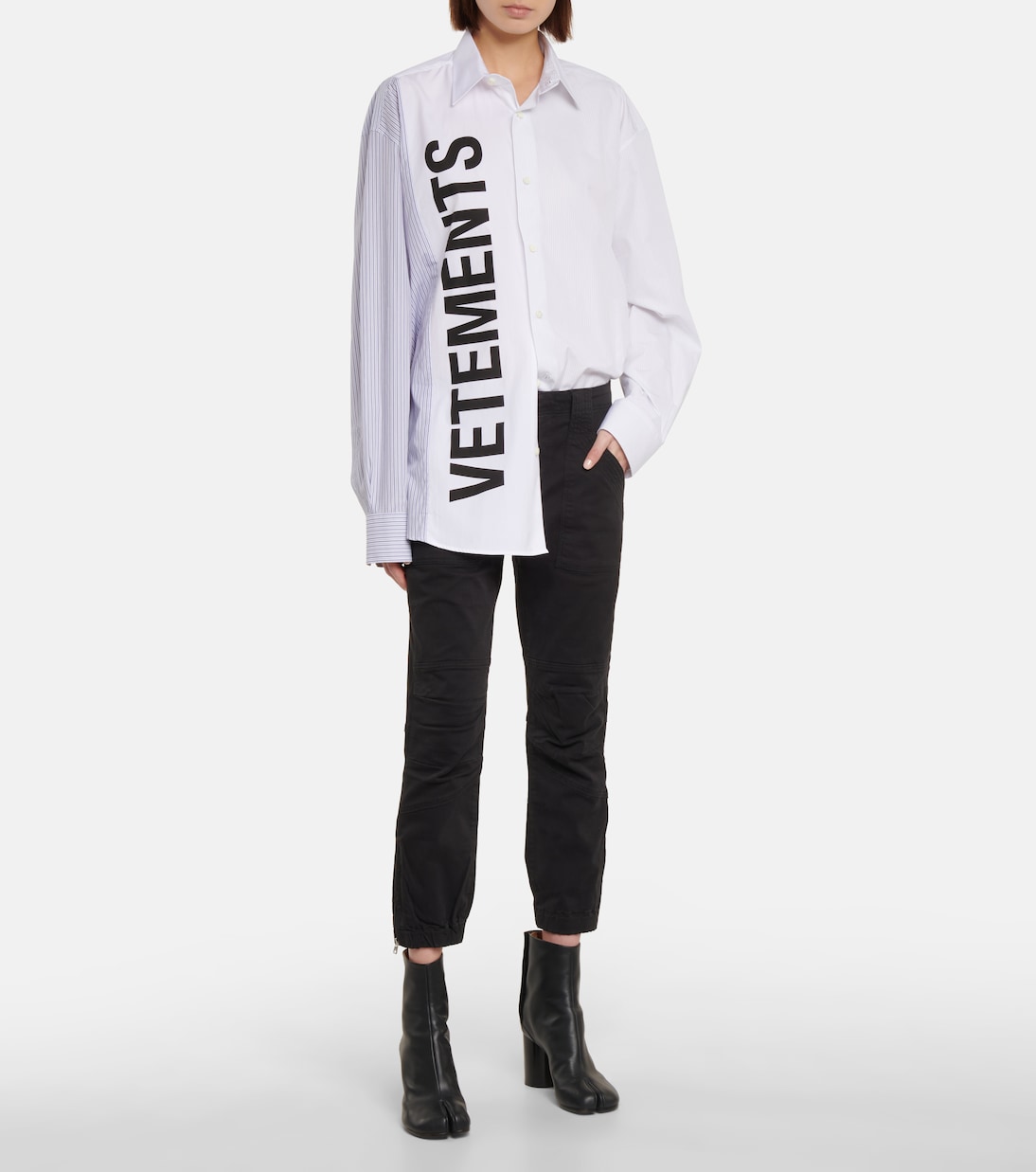 Pantalon cargo à taille mi-haute en coton | Frame