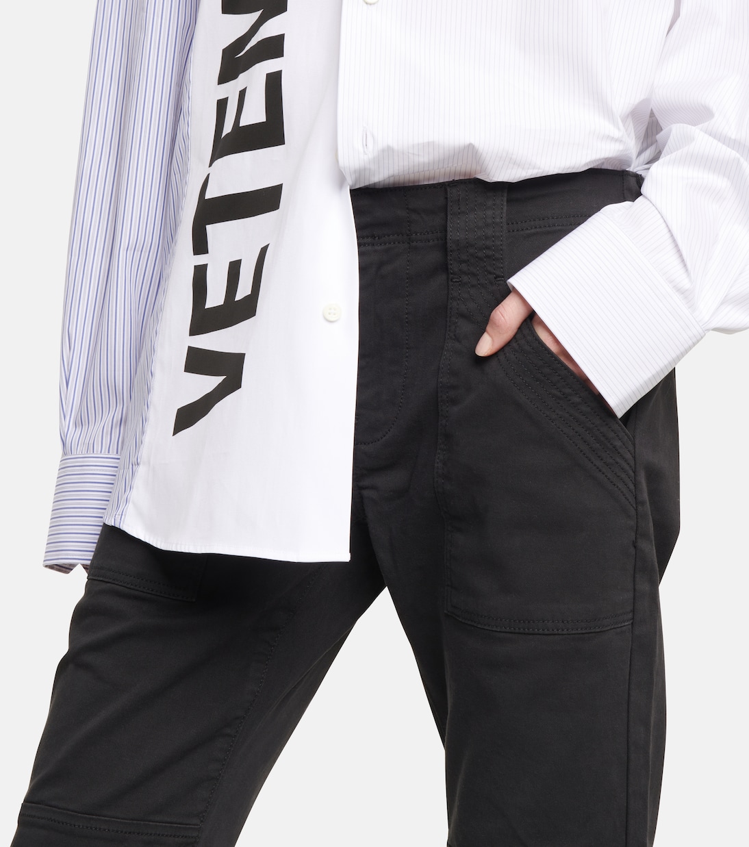 Pantalon cargo à taille mi-haute en coton | Frame