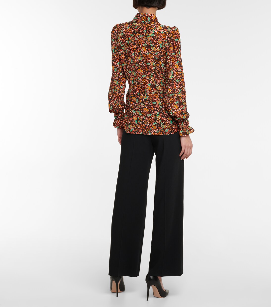 Floral ruffle-trimmed silk blouse | Victoria Beckham