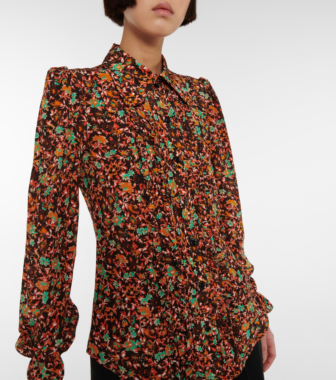 Floral ruffle-trimmed silk blouse | Victoria Beckham