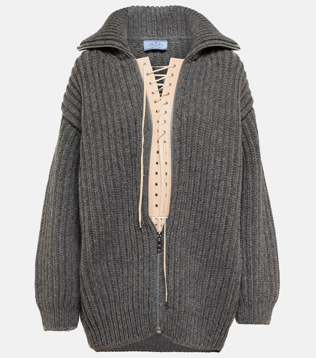 Ribbed-knit zipped cardigan | Prada