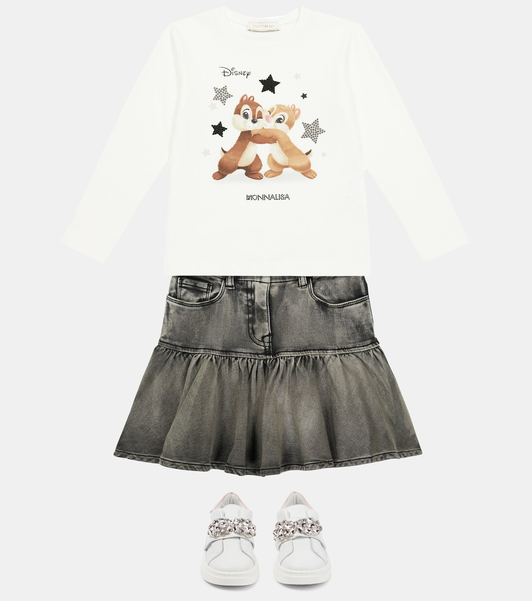 x Disney® – Jupe brodée en jean | Monnalisa