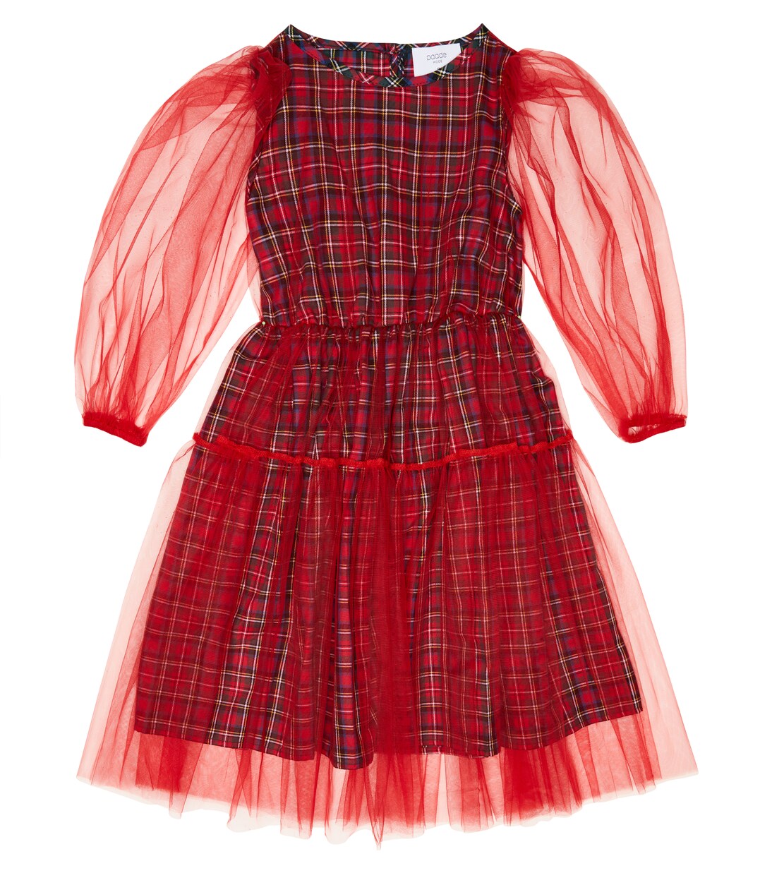 Tulle-trimmed checked cotton dress | Paade Mode