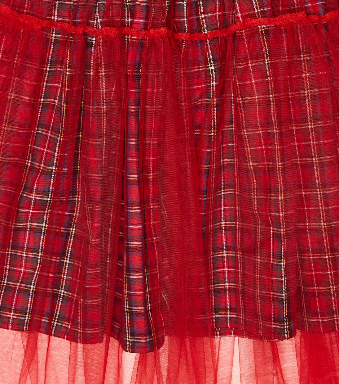 Tulle-trimmed checked cotton dress | Paade Mode