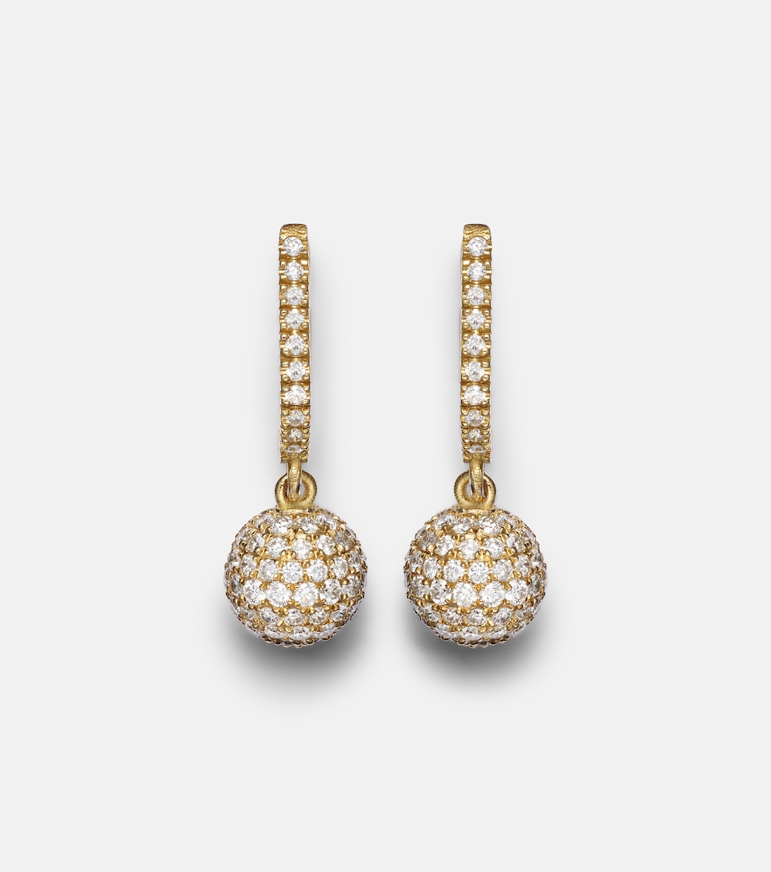 Ball 18kt gold drop earrings with diamonds | Ileana Makri