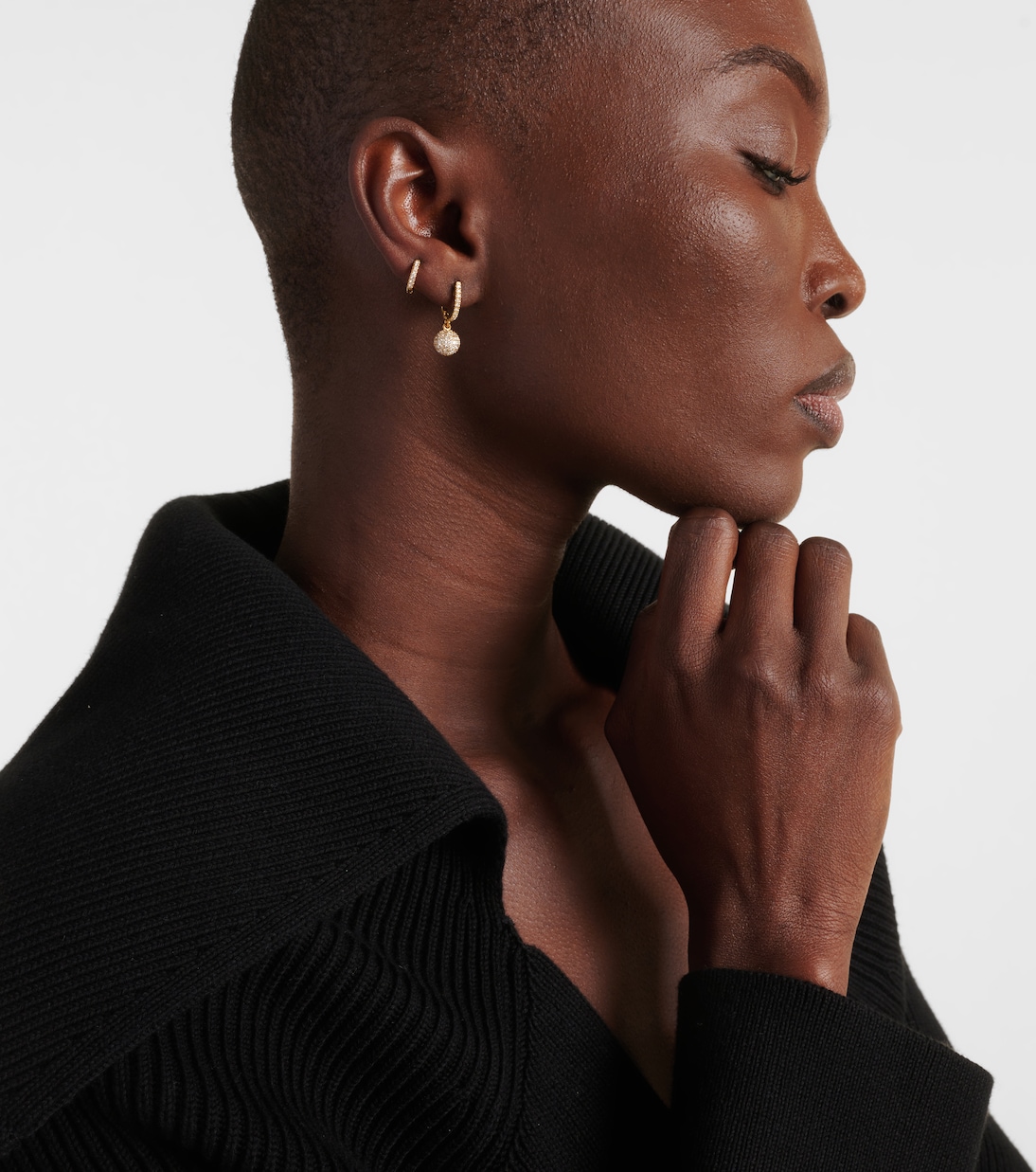 Ball 18kt gold drop earrings with diamonds | Ileana Makri