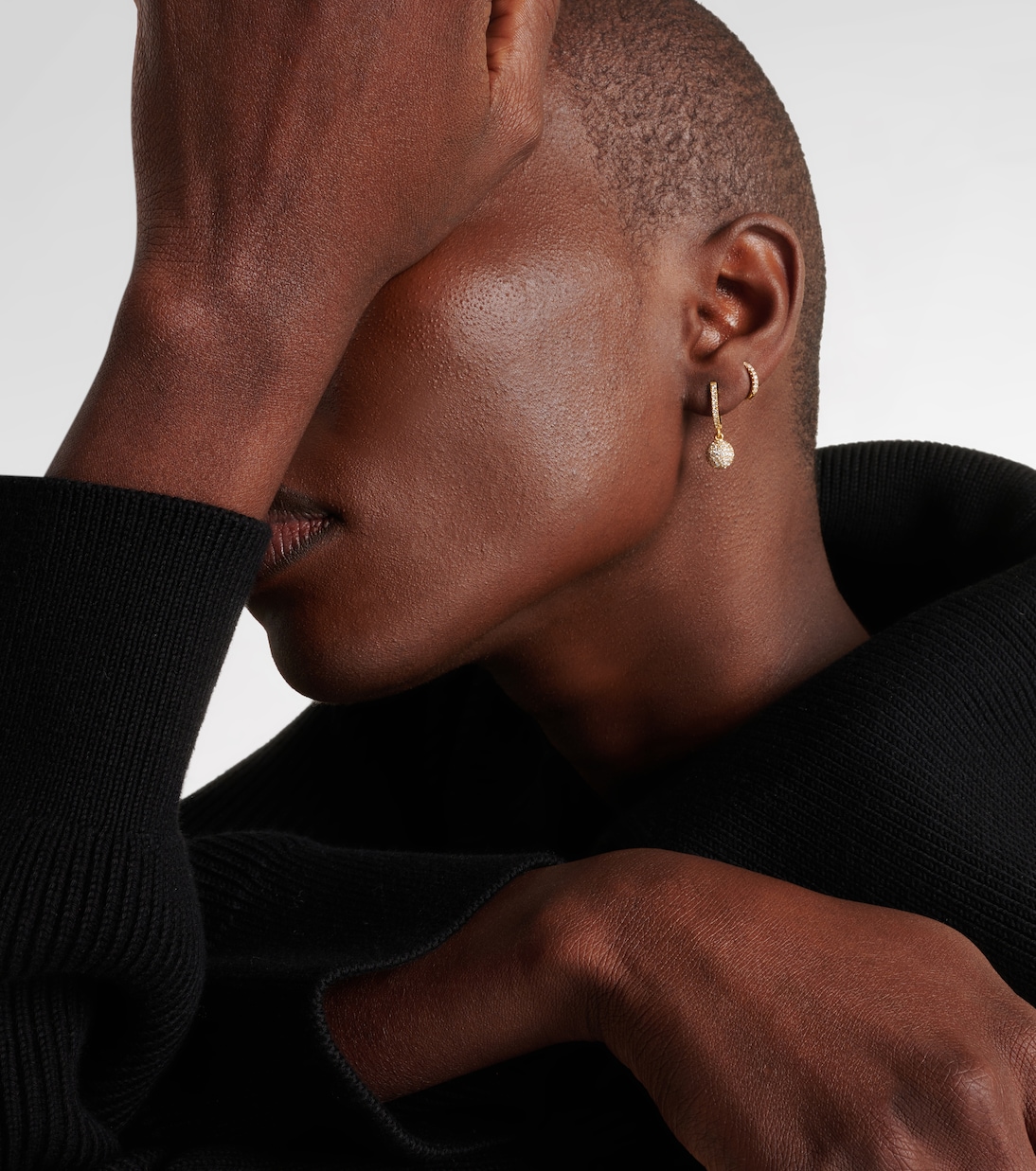 Ball 18kt gold drop earrings with diamonds | Ileana Makri