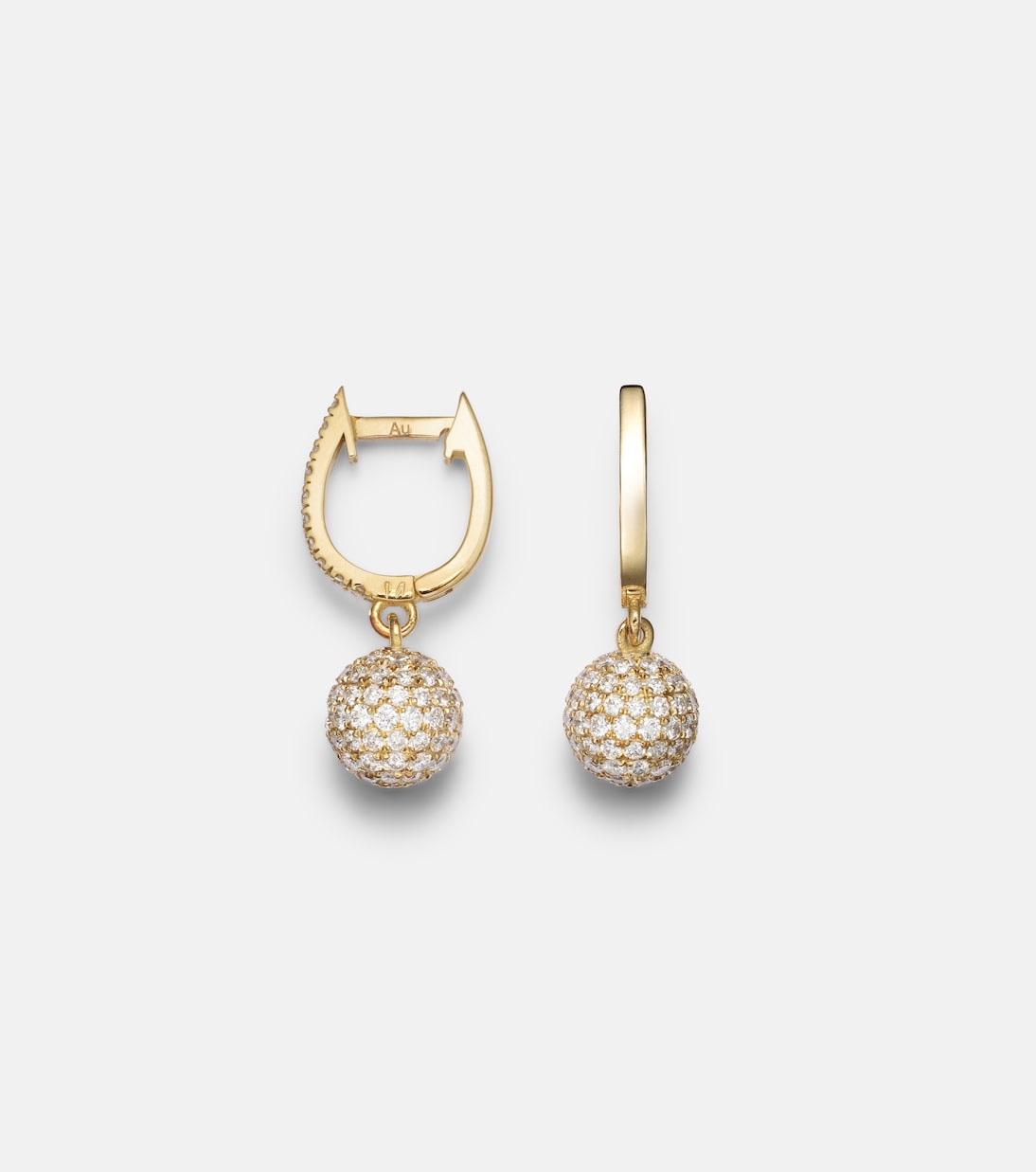 Ball 18kt gold drop earrings with diamonds | Ileana Makri
