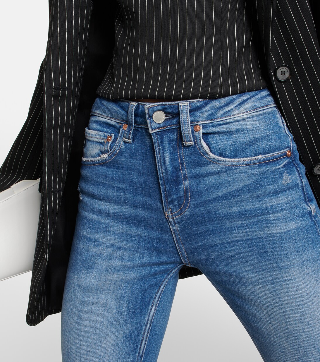 Jean slim Girlfriend à taille mi-haute | AG Jeans