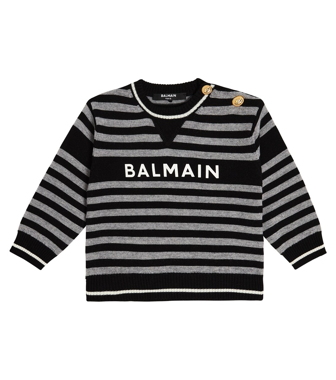 Baby logo striped wool sweater | Balmain Kids