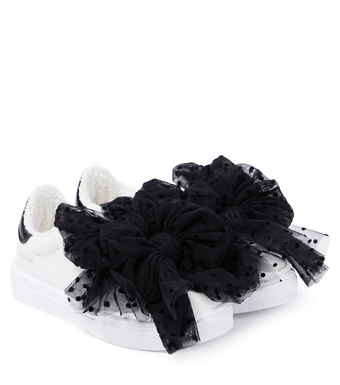 Bow-embellished leather sneakers | Monnalisa