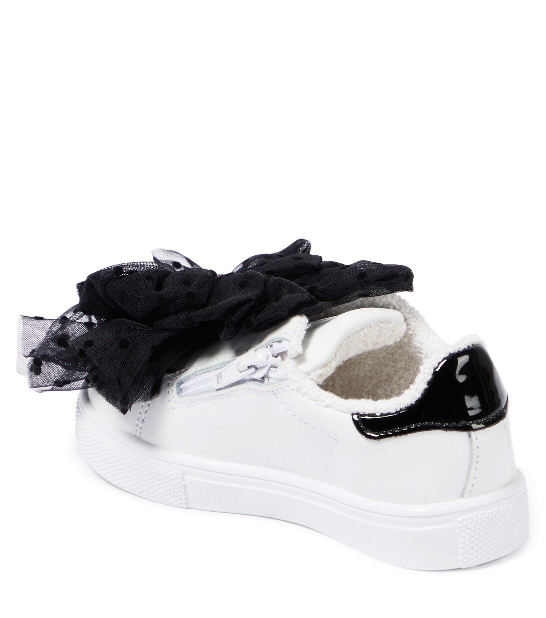 Bow-embellished leather sneakers | Monnalisa