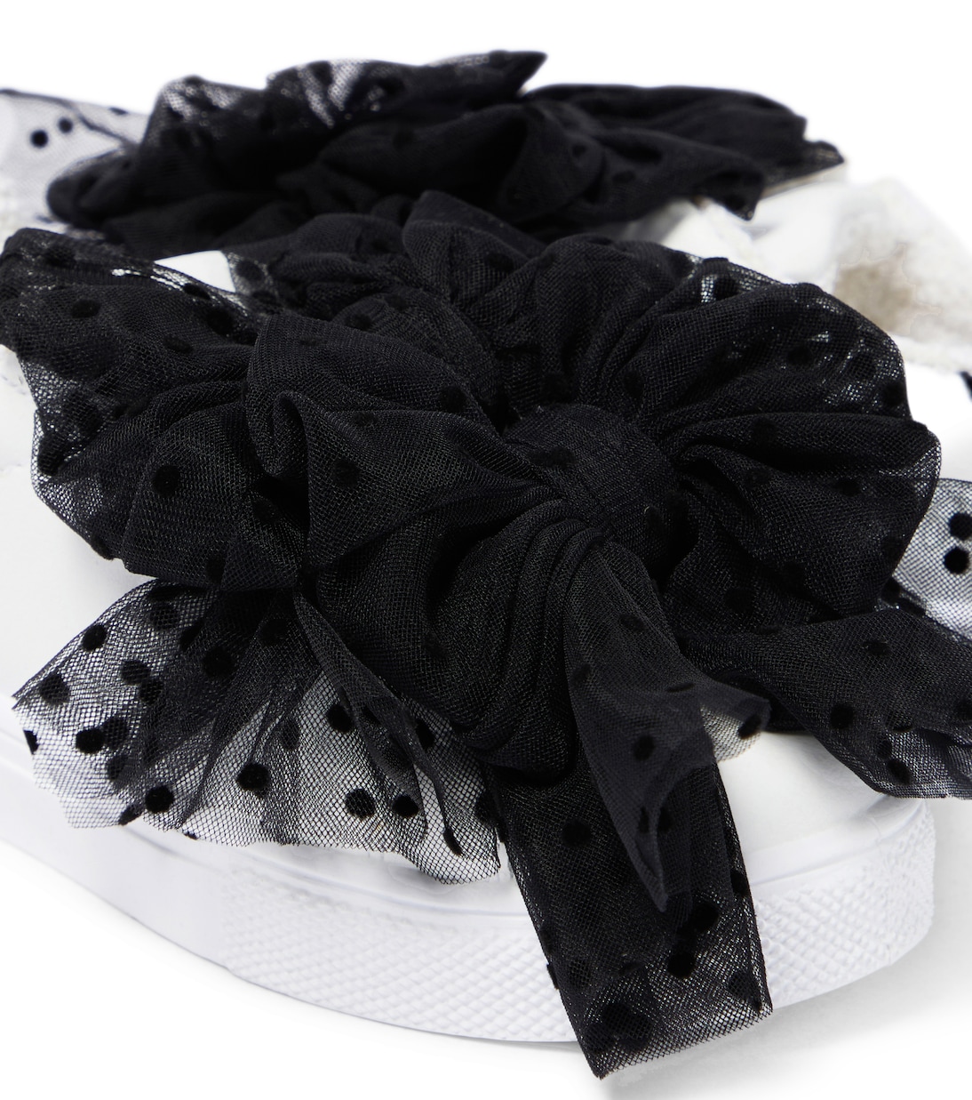 Bow-embellished leather sneakers | Monnalisa