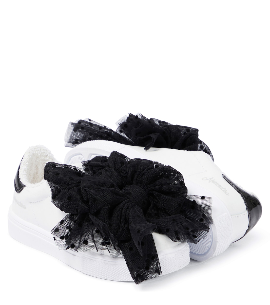Bow-embellished leather sneakers | Monnalisa