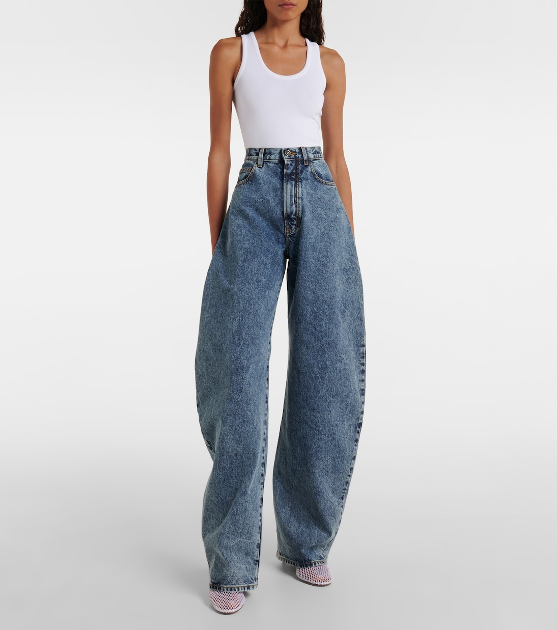 Escarpins en résille et cuir | Alaïa