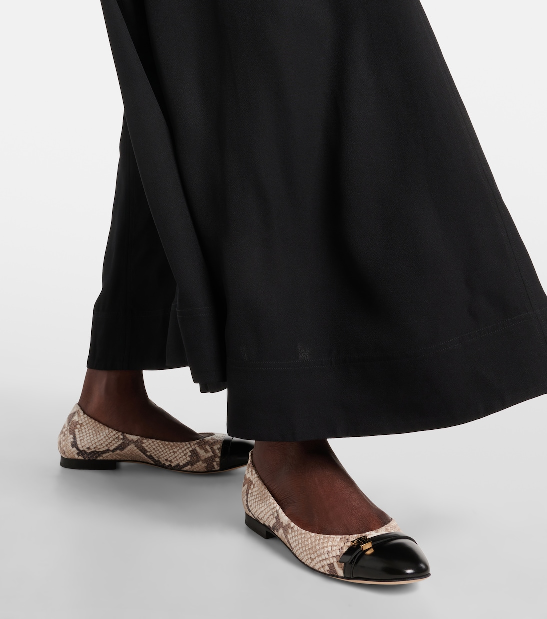 Snake-effect leather ballet flats | Tod's
