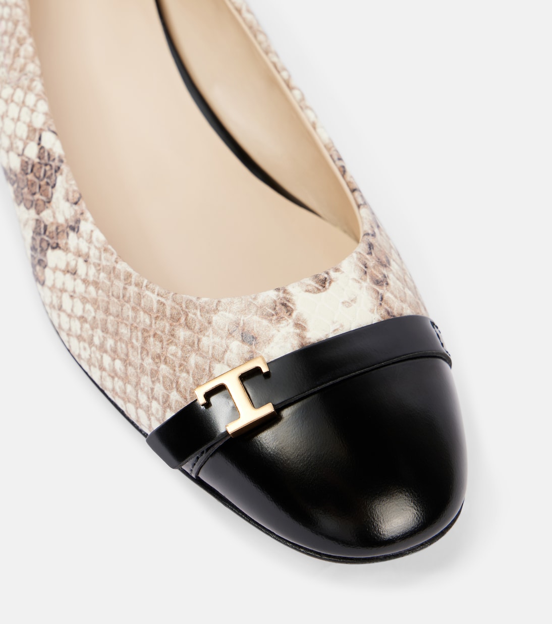 Snake-effect leather ballet flats | Tod's