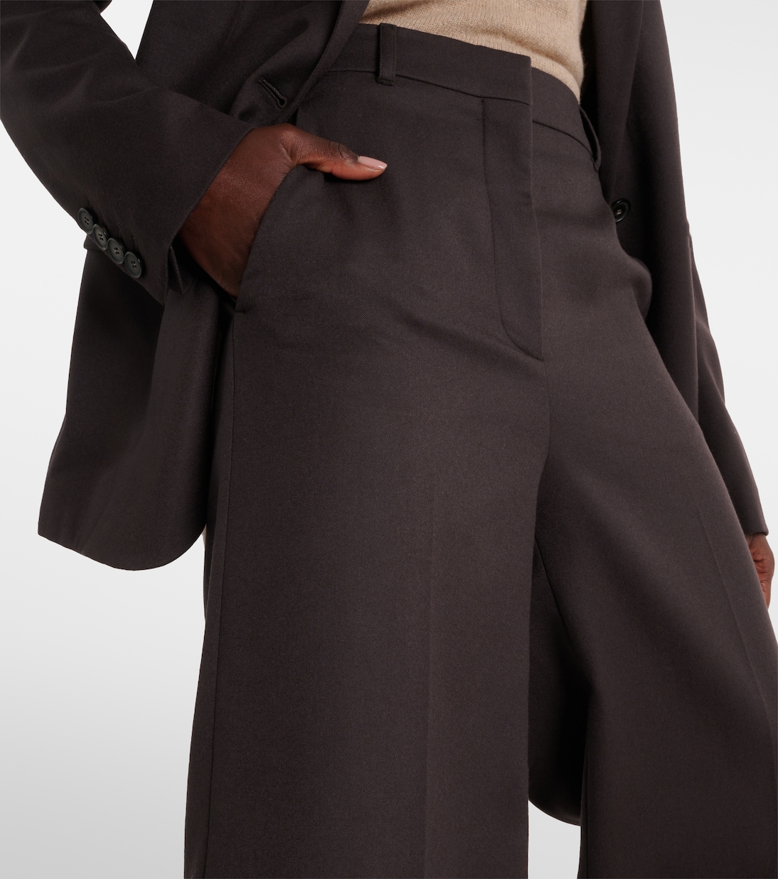 Pantalon ample à taille haute en laine | Stella McCartney