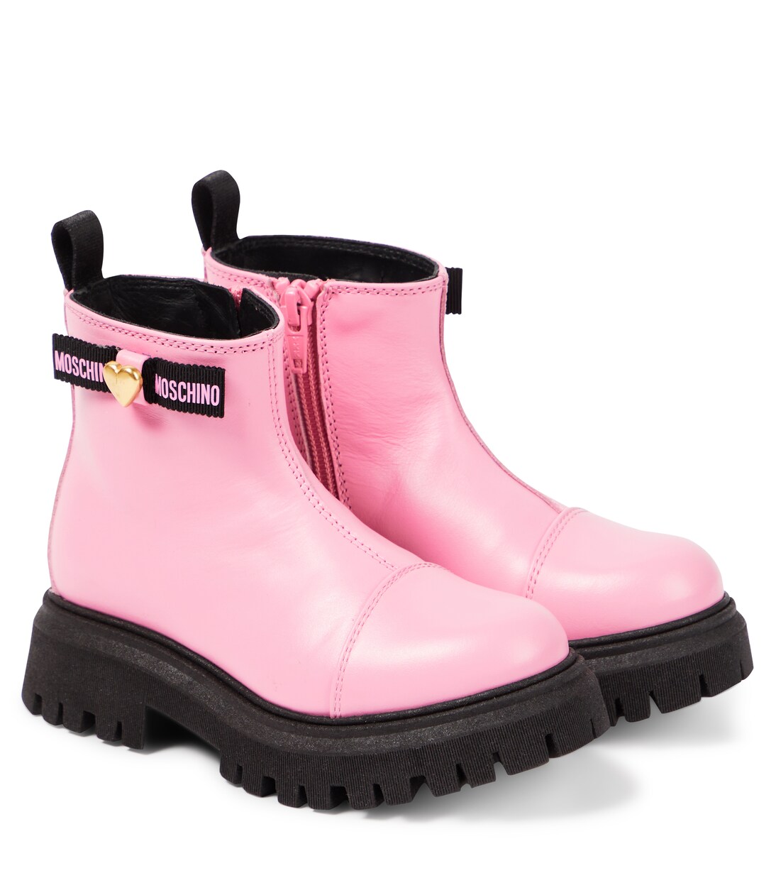 Logo leather ankle boots | Moschino Kids