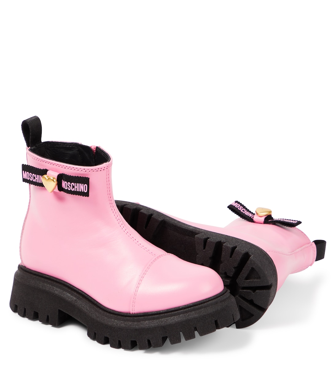 Logo leather ankle boots | Moschino Kids