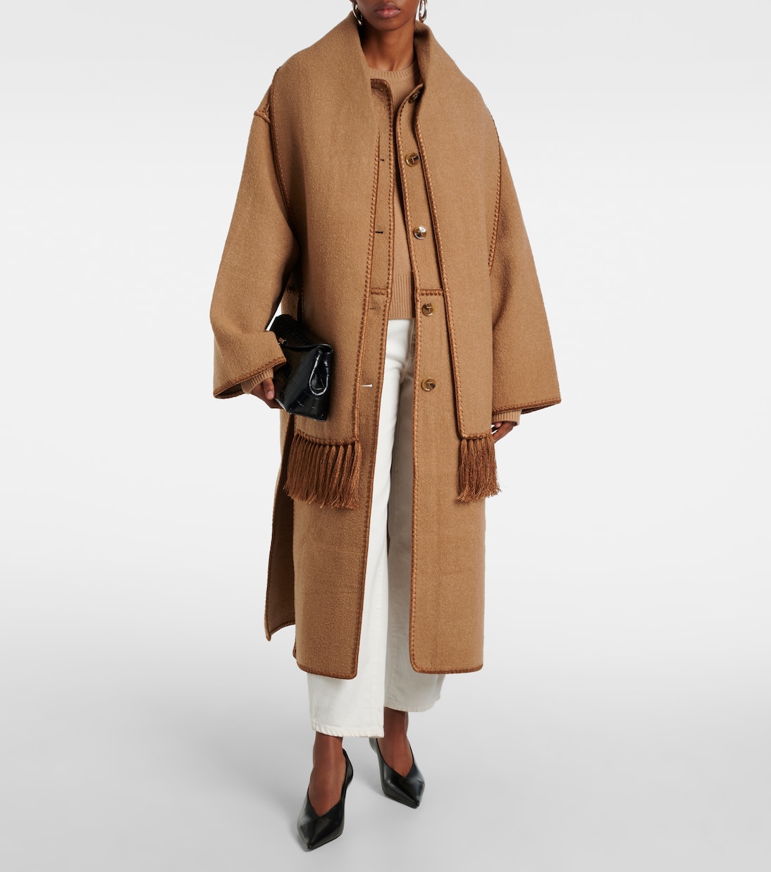 Embroidered wool-blend scarf coat | Toteme