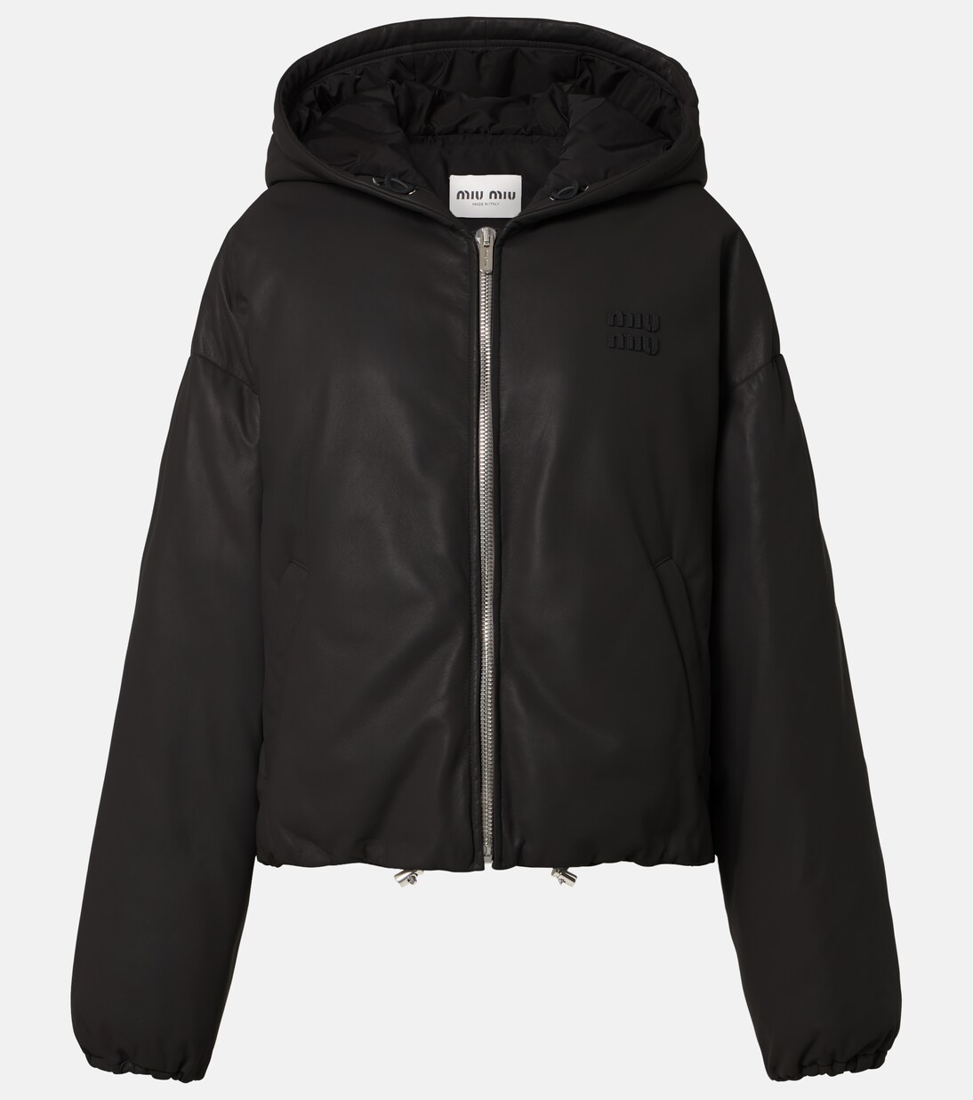 Logo leather puffer jacket | Miu Miu