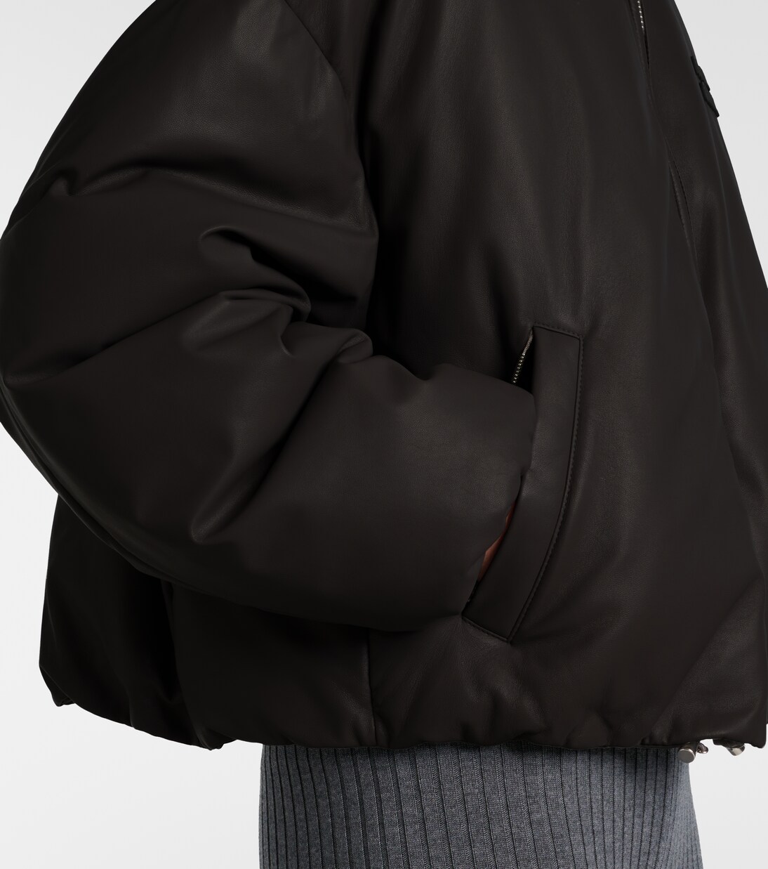 Logo leather puffer jacket | Miu Miu