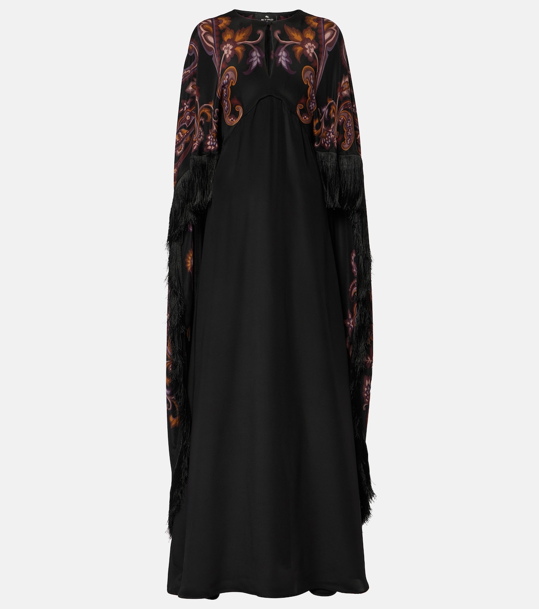 Paisley caped fringed silk gown | Etro