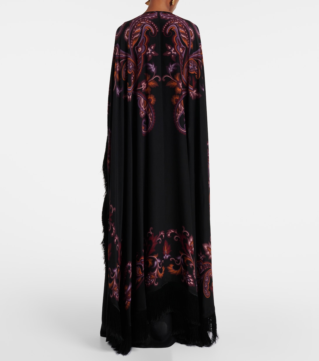 Paisley caped fringed silk gown | Etro