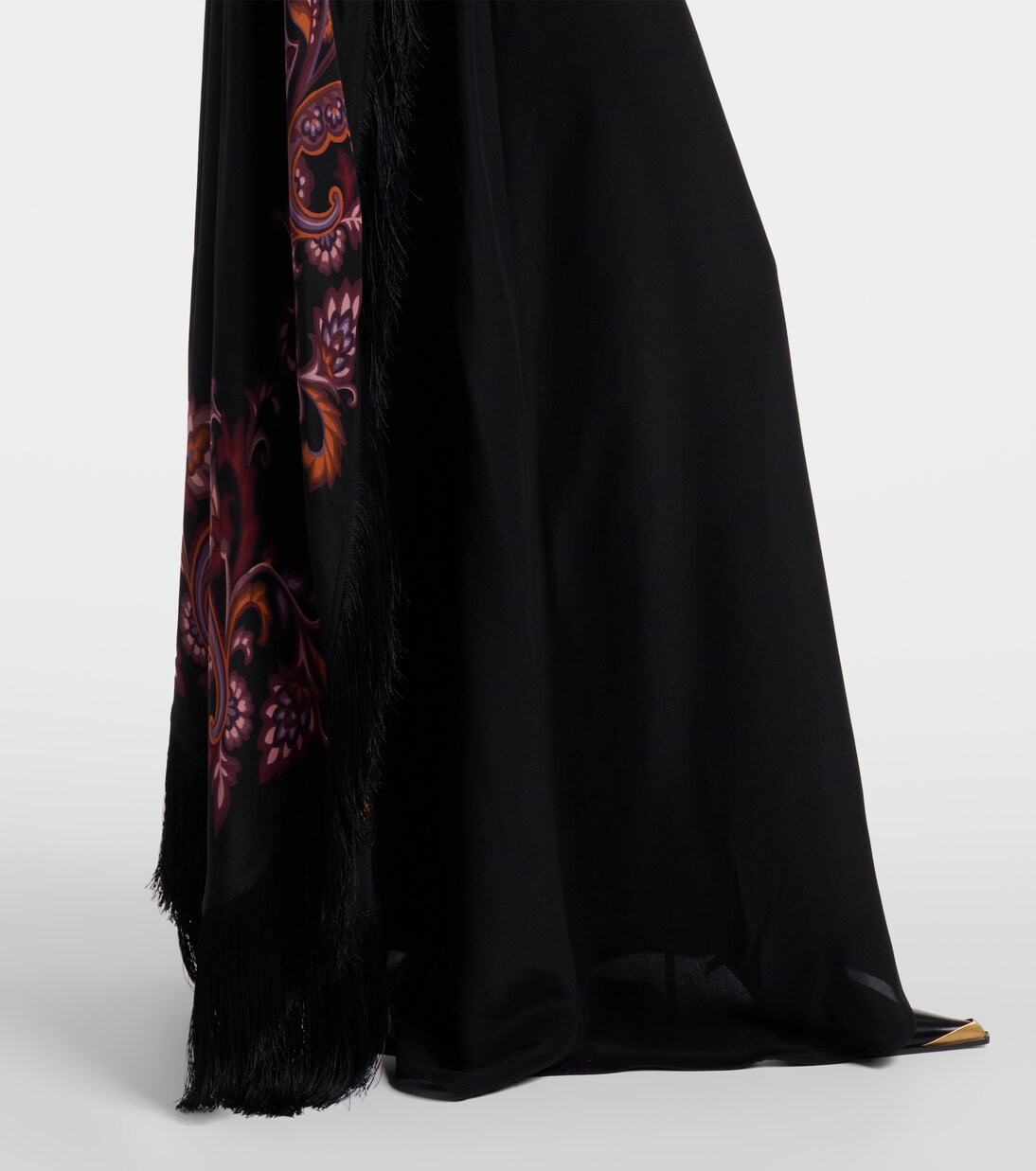 Paisley caped fringed silk gown | Etro