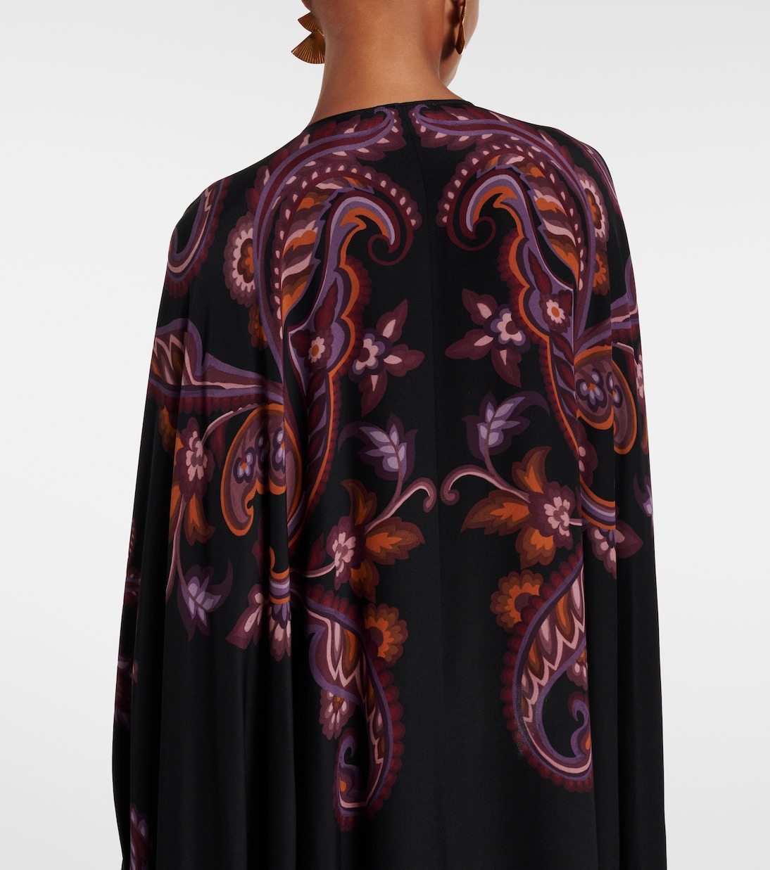 Paisley caped fringed silk gown | Etro