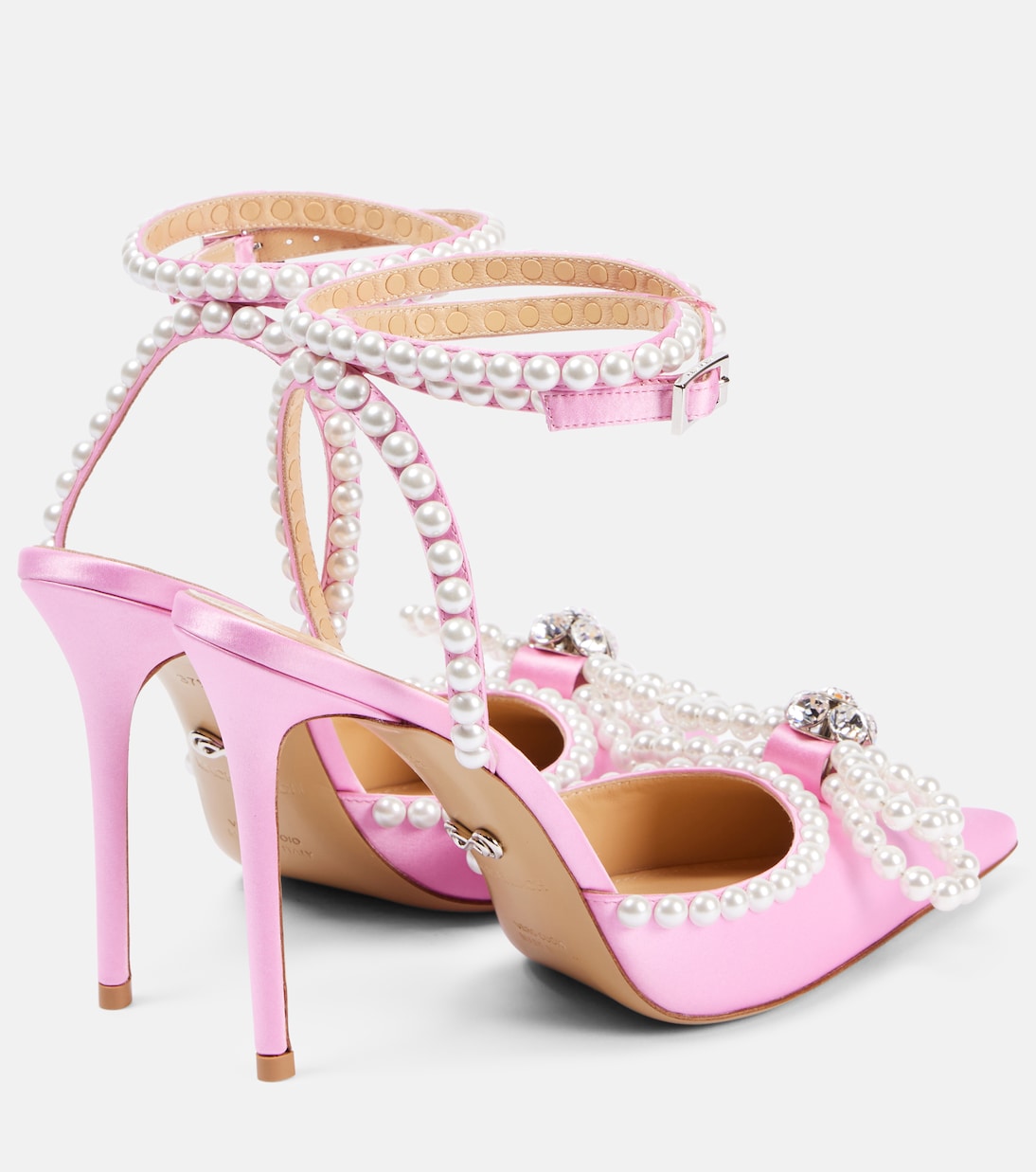 Pumps Double Bow 110 aus Satin mit Kristallen | Mach & Mach