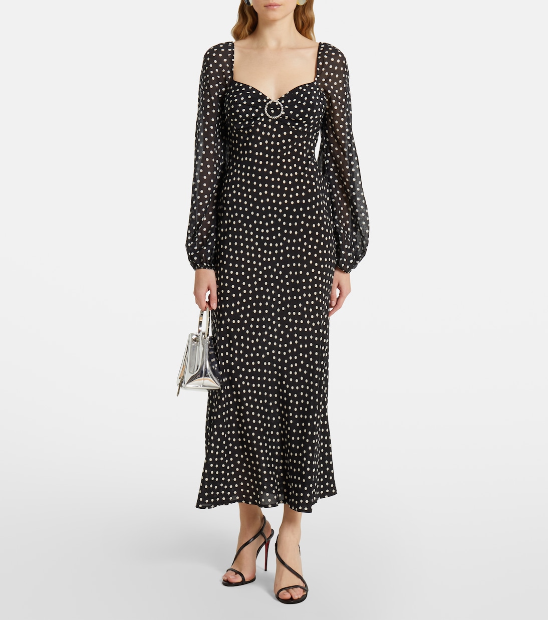 Abito lungo Ivy in seta a pois | Rixo
