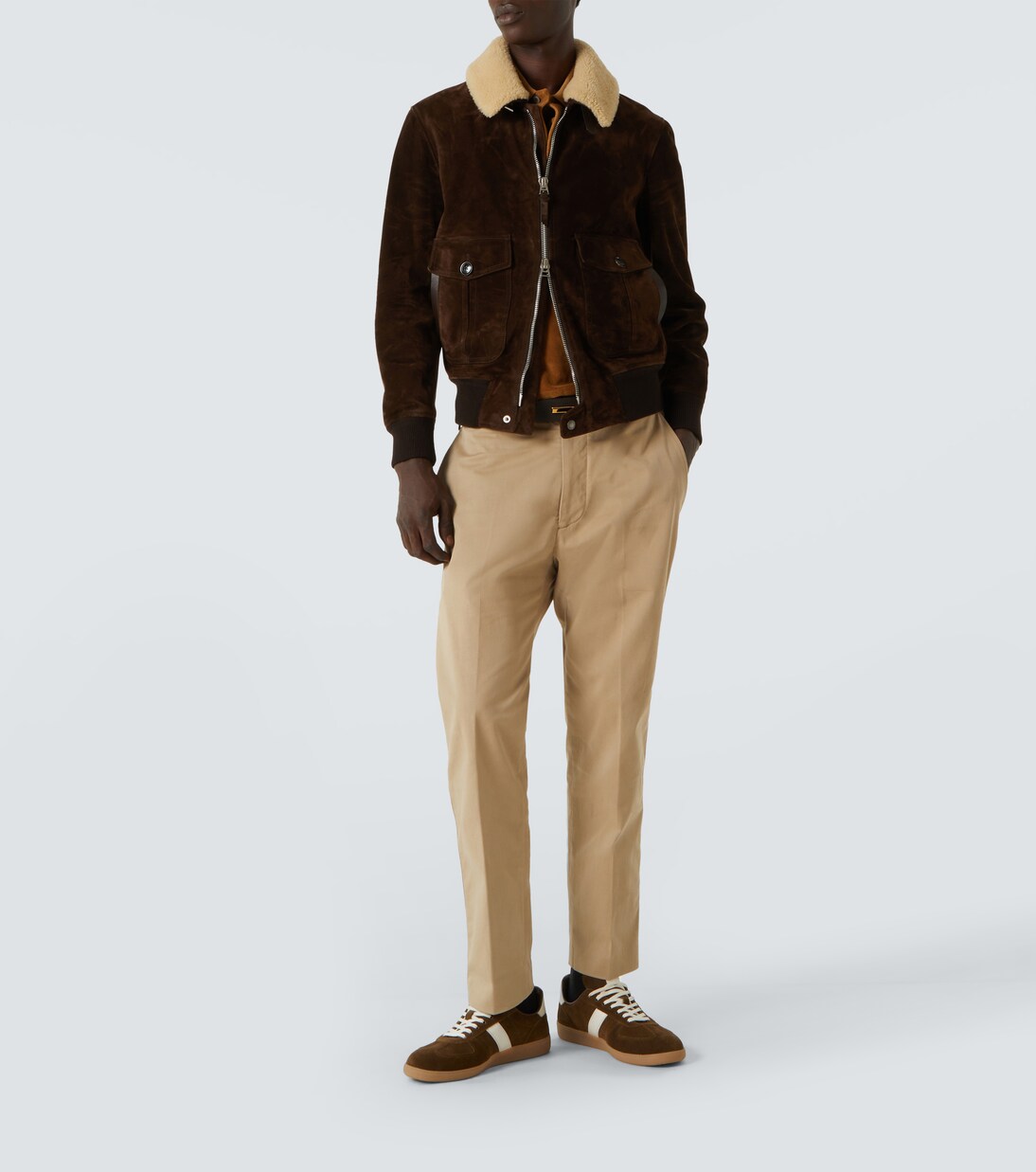 Archer leather-trimmed suede sneakers | Tom Ford